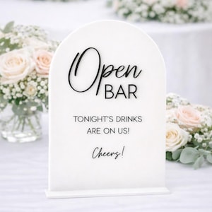 Tariff-Free to USA!* Open Bar 3D Sign | Drink Sign | Bar Sign | Wedding Sign | Event Sign | Acrylic Wedding Sign | Table Decor
