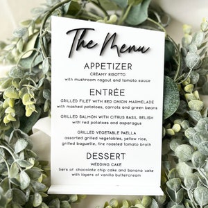 Menu Sign | Elegant Menu Sign | Modern Table Menu | Table Menu | Menu Sign | Acrylic Sign | Elegant | Modern | Event Decor | Table Decor