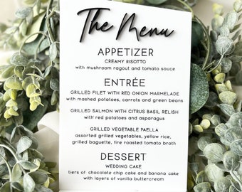 Menu Sign | Elegant Menu Sign | Modern Table Menu | Table Menu | Menu Sign | Acrylic Sign | Elegant | Modern | Event Decor | Table Decor