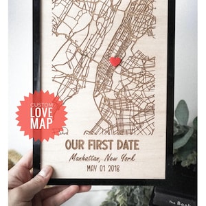 Where We Met Map | Engraved Map | Our First Date | Newly Wed Gift | Anniversary Gift | Wood Map | Wedding Map | Valentine's Day