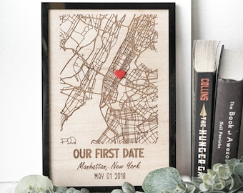 City Map | Engraved Map | Our First Date | Where We Met Map | Newly Wed Gift | Anniversary Gift | Wood Map | Custom Map | Wedding Sign