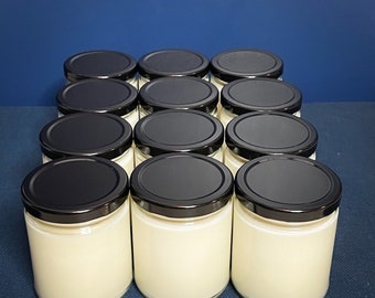 9OZ Bulk Candles Wholesale Black lid No Label 12 pack Wholesale Luxury Salsa Jar Candles Vegan CandlebyUS