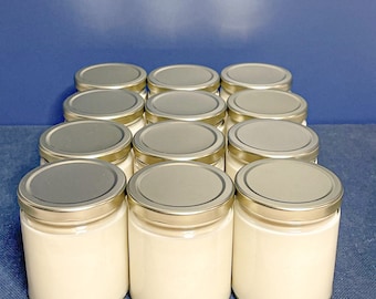 9OZ Bulk Candles Wholesale Gold lid No Label 12 pack Wholesale Luxury Salsa Jar Candles Vegan CandlebyUS