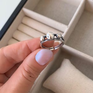 Handmade Sterling Silver Triple Ball Ring - Adjustable Bohemian Jewelry