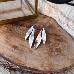 Olive Tree Leaf Floral Silver Stud Earrings Boho Style Aegean Antique Handcrafted Jewelry Hellenistic Olive Branch Earrings Gift of Jewelry