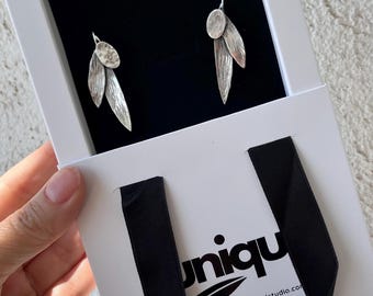 Olive Branch Sterling Silver Earrings: Aegean Antique Style Jewelry, Handcrafted Dangle Earrings