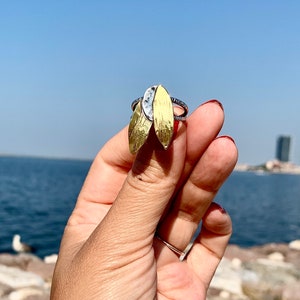 Olive Leaf Ring: Floral Sterling Silver-Brass Adjustable Ring, Hellenistic Style Handcrafted Aegean Antique Jewelry image 8
