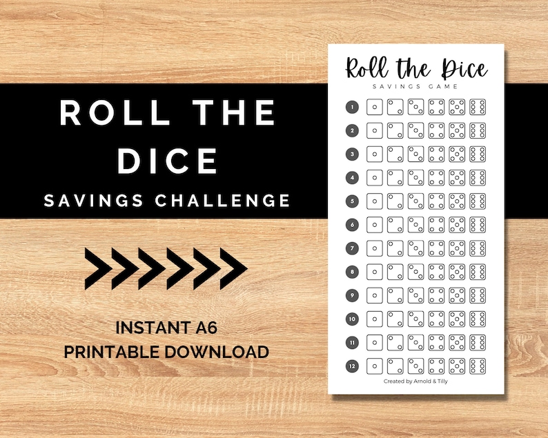 Roll the Dice Savings Game A6 Printable PDF Download Cash Etsy Australia