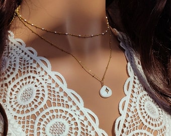 Collier SIRUS double chaîne dorée acier inoxydable, Idée cadeau  • Bijoux femmes • Jewellery • Collier doré