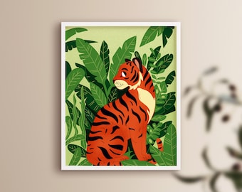 Bengal Tiger Art I Tiger Art Print l Bangla Art l Tiger Wall Art l Tiger Illustration Print l Animal Wall Art