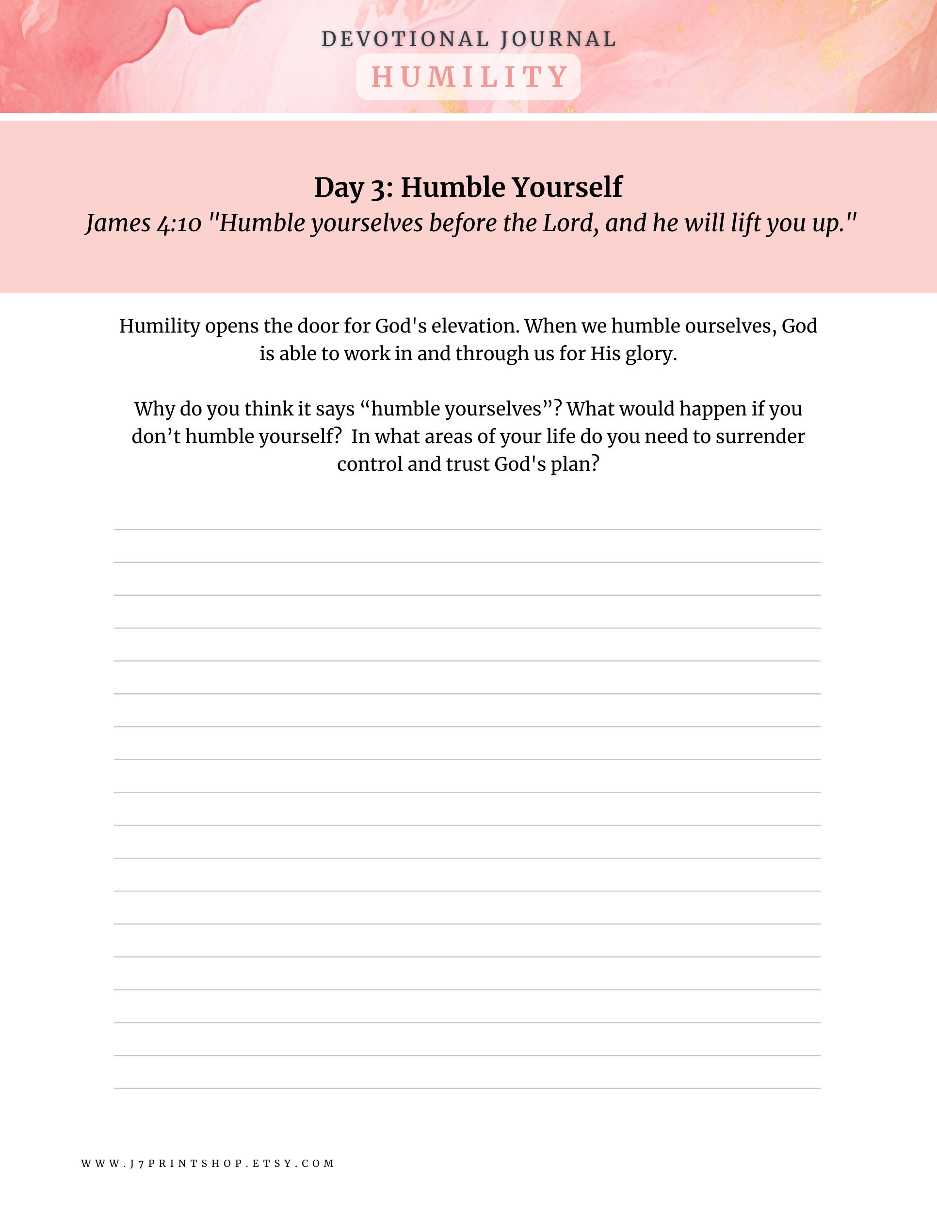 Practicing Humility Fillable Daily Devotional Journal 21 Day Bible ...