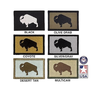 Distintivo morale bisonte americano / Toppa tattica ricamata / Made in USA