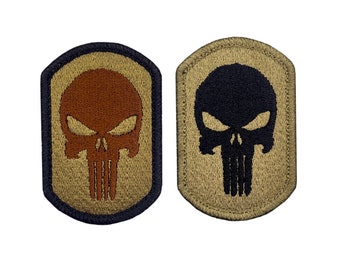 Punisher Skull Vertical Vest Patch - 3X2 OCP Camouflage Insignia - Made in USA