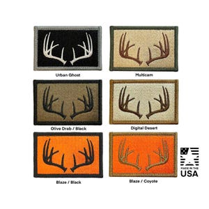 Deer Antler Fastener Morale HOOK Wildlife Hunter Hunt Patches 2X3 Made in USA