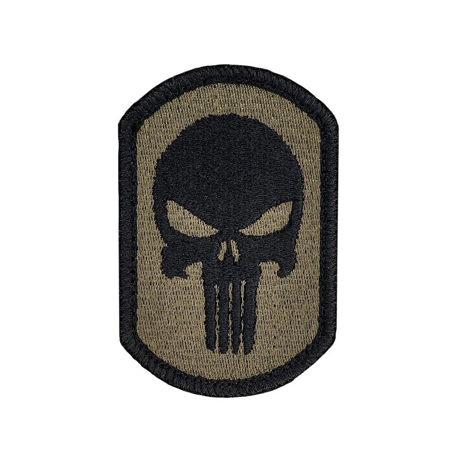 Titan One Europe - Punisher Black Skull Military Morale Patch Toppa Ricamato Motociclista Toppa Ricamato Termoadesivo