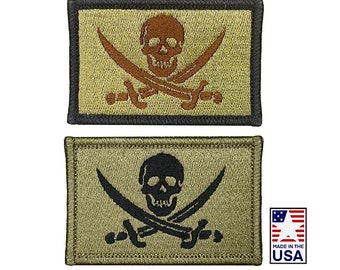 Calico Jack Jolly Roger 2x3 Embroidered Tactical Patch | OCP Camouflage | Made in USA