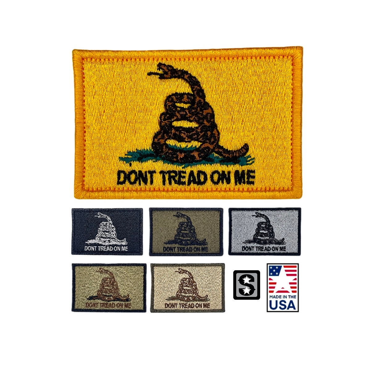 Tactical No Step on Snek Military Morale Patches DIY Appliques Emblem Embroidered Badge Fastener Hook & Loop Patch Sew-On Patches Set for Caps, Hat