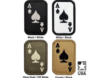 Parche de moral bordado del as de espadas – Parche táctico de inspiración militar – Hecho en EE. UU.