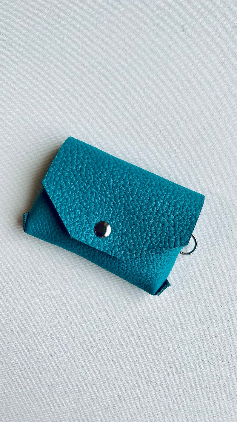 Tarjetero de Piel Mini Estuche Para Tarjetas Tarjetas de Visita Para Hombre Para Mujer Unisex Piel Natural Turquoise