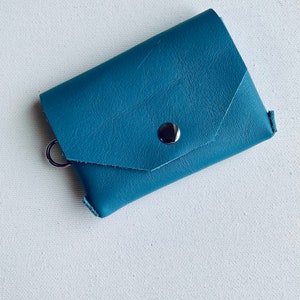 Tarjetero de Piel Mini Estuche Para Tarjetas Tarjetas de Visita Para Hombre Para Mujer Unisex Piel Natural Azul