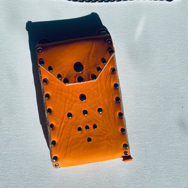 Ledertasche Orange Für IPhone IPhone Max Samsung Micro Bag Nieten Für Mann Für Frau Für Kinder Unisex Orange Grau Leder Für Karten