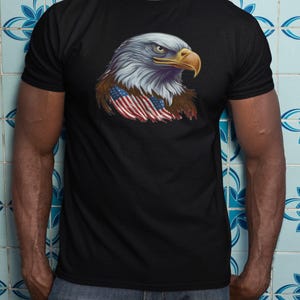 American Eagle Shirt, Bald Eagle With USA Flag Tee, Patriotic Graphic T-Shirt, Freedom Animal Art Shirt, 4th Of July Eagle Pride Tee