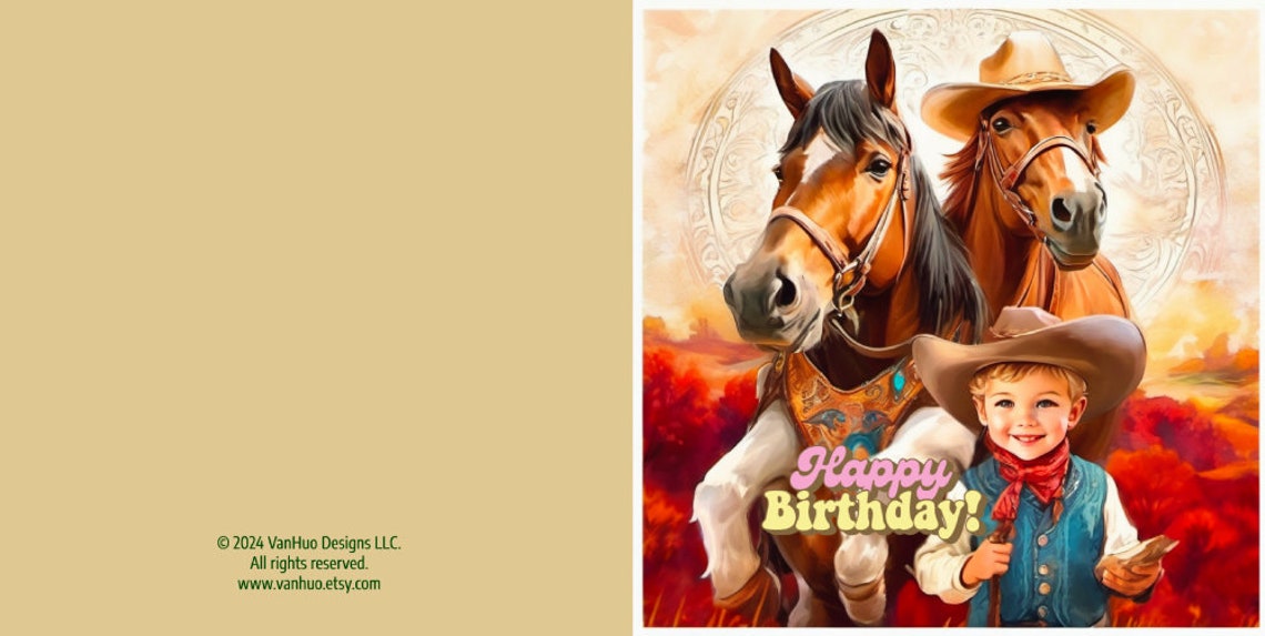 Printable Cowboy Birthday Card Boy Birthday Card to Print Birthday ...