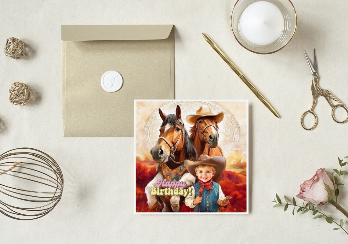 Printable Cowboy Birthday Card Boy Birthday Card to Print Birthday ...