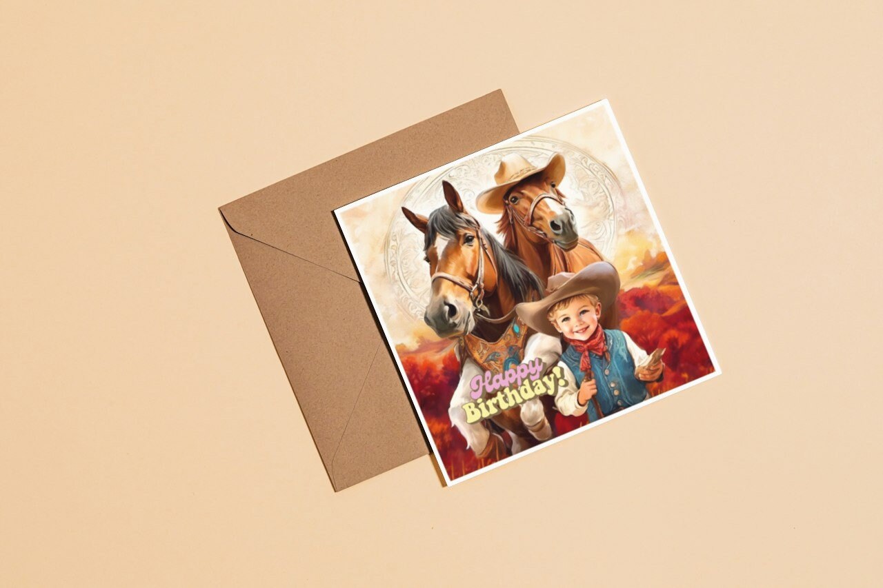 Printable Cowboy Birthday Card Boy Birthday Card to Print Birthday Greeting Card for Boy ...