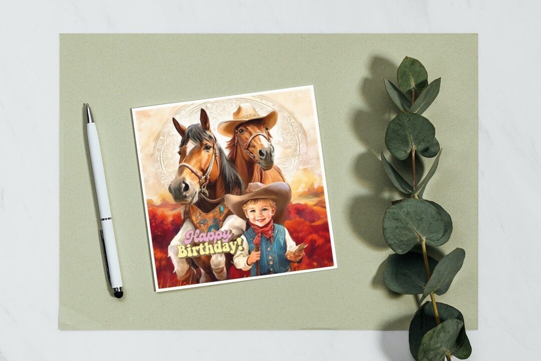 Printable Cowboy Birthday Card Boy Birthday Card to Print Birthday Greeting Card for Boy ...