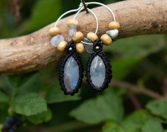 Macramé Earrings with Crystals – Handmade Boho Jewelry for Spiritual Souls