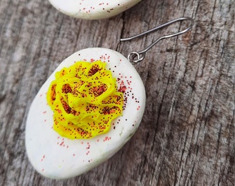 Miniature Deviled eggs polymer clay round plate