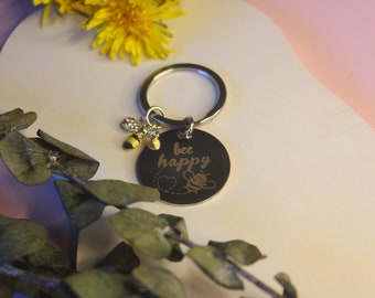 Bee happy keyring // Gifts for her // Birthday gifts for her // Daily reminder gifts