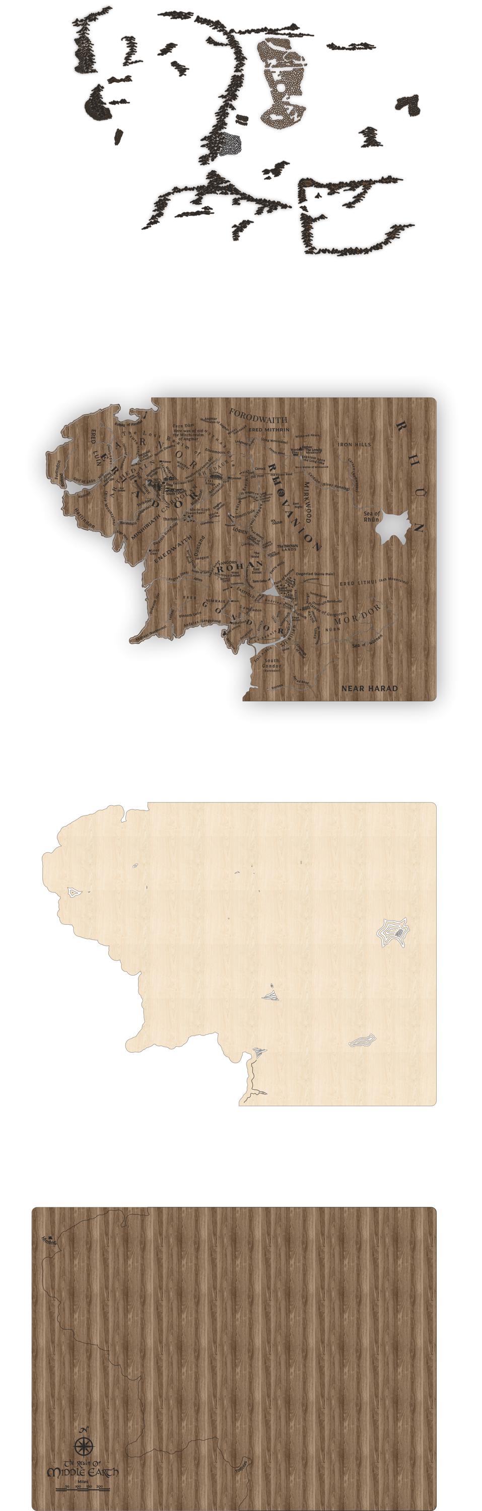 The Lord of the Rings Middle Earth Map Wooden Laser Cut Project 4 ...