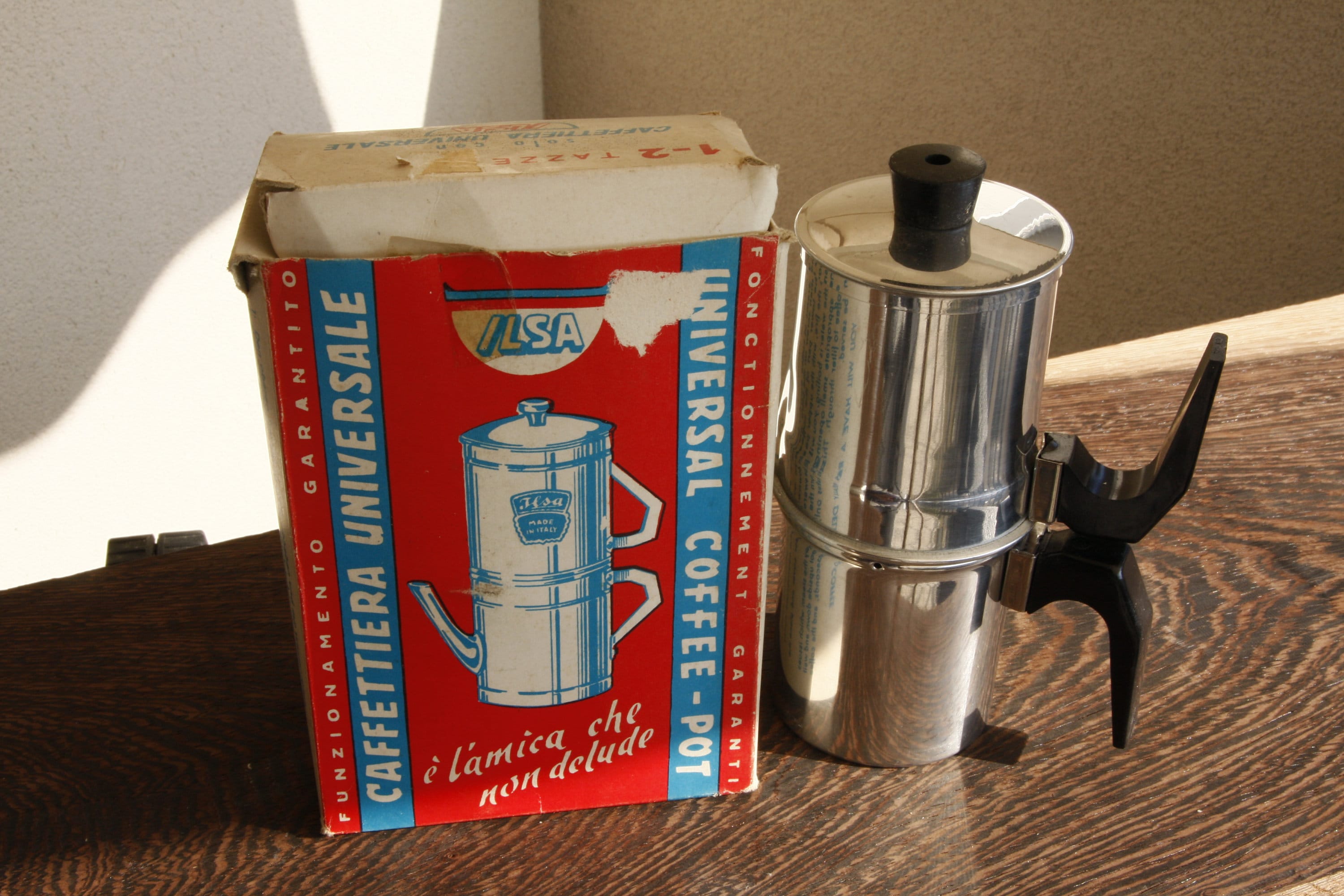 Rarissima Caffettiera Napoletana Alluminio Vintage Marca ILSA 6 Tazze /  Coffee Pot Made in Italy 