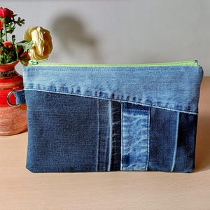 Trousse, pochette, étui, organiseur de sac en jean recyclé