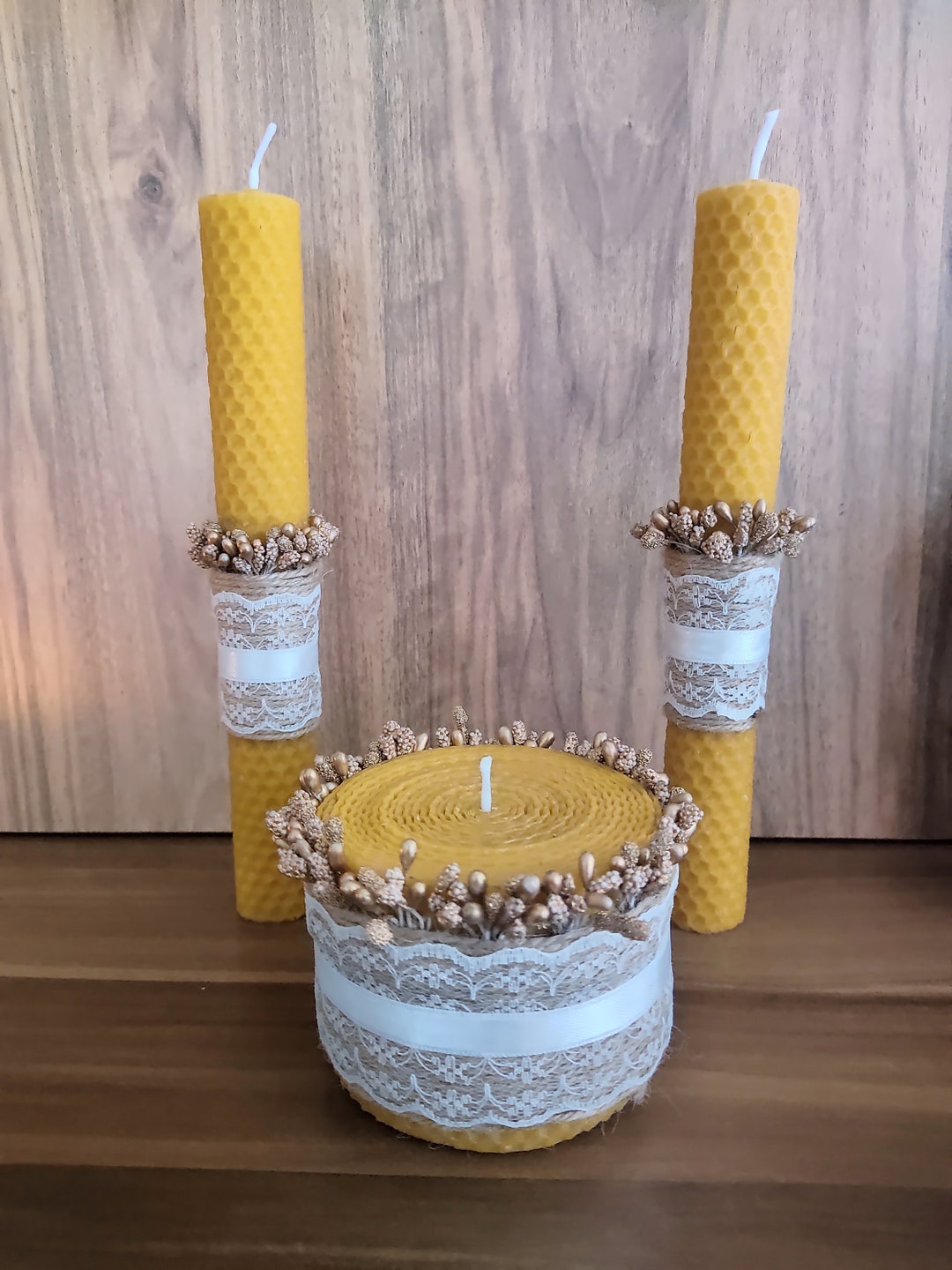 Beeswax Unity Candles Set Unity Candles Set Wedding Candles Etsy