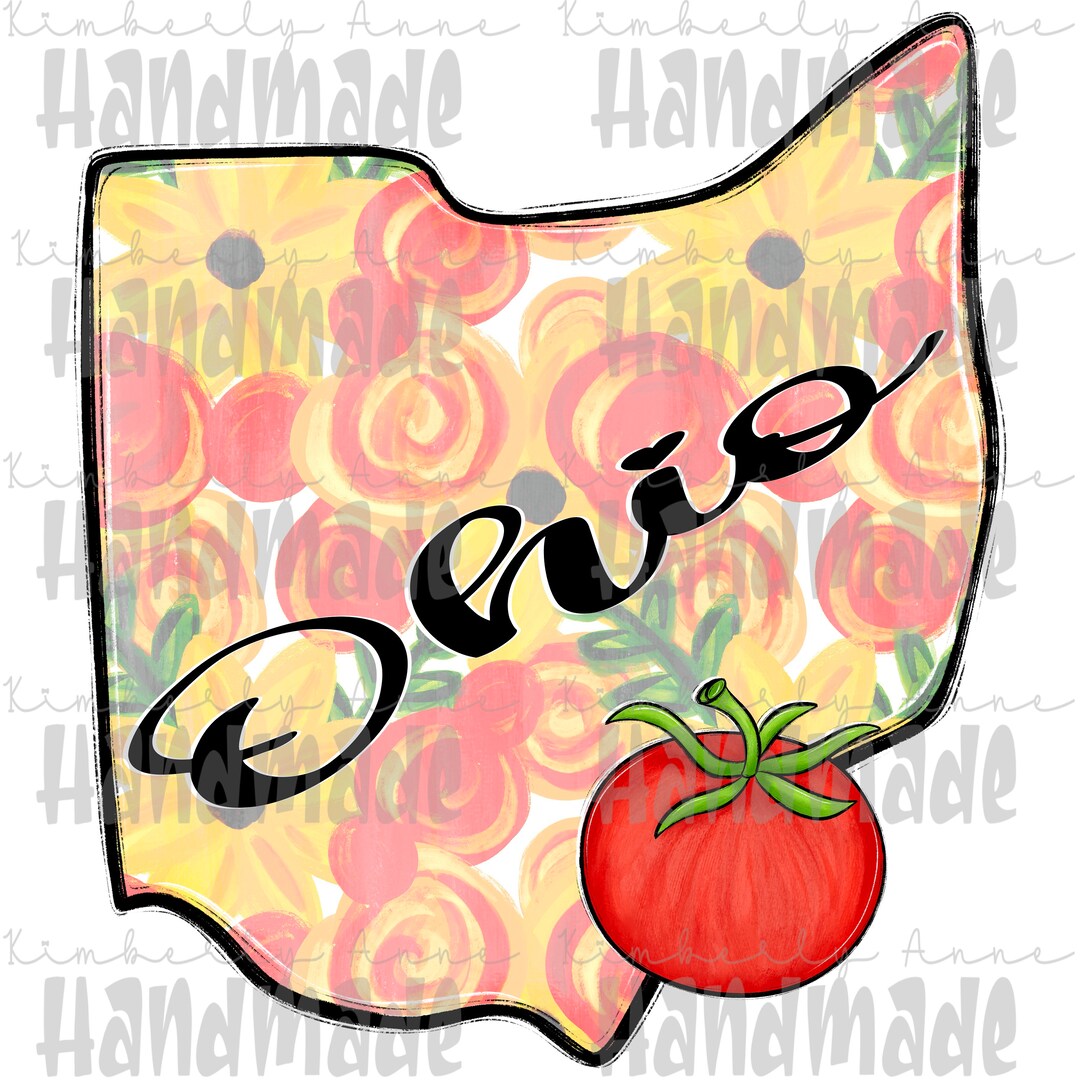 Ohio Floral State Png, Sublimation Design, 300dpi, Flowers, Pastel