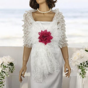 white wedding shawl, white tulle evening shawl, tulle evening wrap, off the shoulder stole, hands free shawl