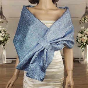 Blue Satin Wedding Wrap Bolero: Bridesmaid Shawl
