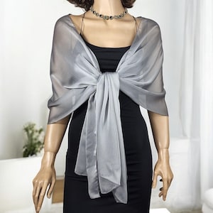 Gray Chiffon Wrap shawl - Women&#39;s Evening Shawl, gray wrap shawl, gray wrap chiffon woman shawl, formal stole shrug,  bridesmaids gift