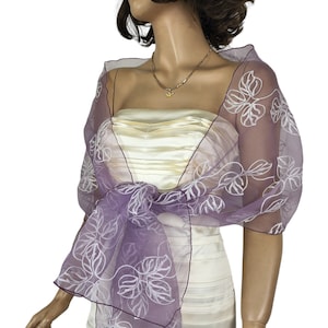 lilac and white lavender pink tulle wrap shawl, elegant wedding shrug 200 cm