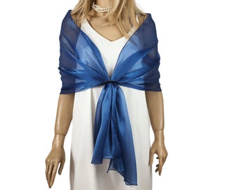 Royal Blue Chiffon Stole: Hands-Free Evening Wrap