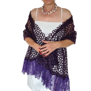 Purple Wedding Shawl Wrap: Formal Evening Stole, Dress Cover Up