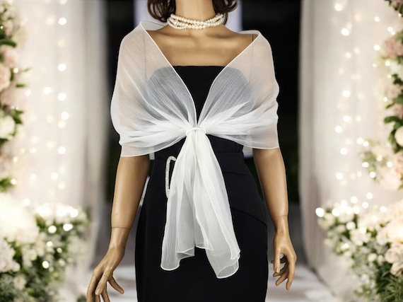 green emerald velvet dress Women's Solid Chiffon Scarves Shawls Wraps for Bridal Wedding Party Evening  Dress Gifts (White) at Amazon Women's Clothing store main image 0