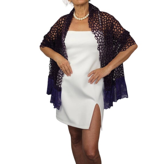 Purple Wedding Shawl Wrap: Formal Evening Stole, Dress Cover Up