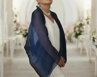 Brautstola aus marineblauem Chiffon: Dunkelblauer Schal, Abendbolero