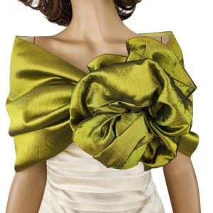 Green Satin Evening Shawl: Hands-Free Dress Cover-Up