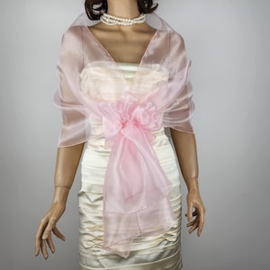 pink organza wrap shawl summer spring wedding shrug elegant accessory baby pink organza fabric