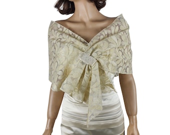 Gold Lace Wedding Shawl: Bridal Bolero Bridesmaid Wrap